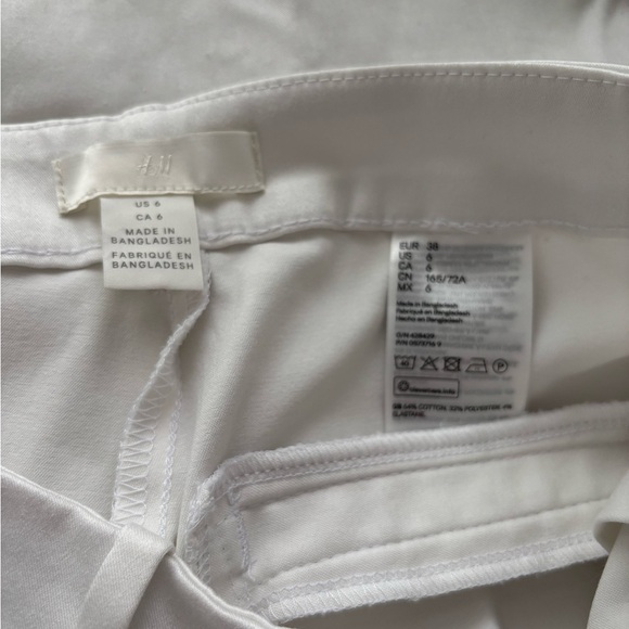 H&M White Lightweight Straight Leg Size Zip Trousers Pants Size 6 - Picture 5 of 5